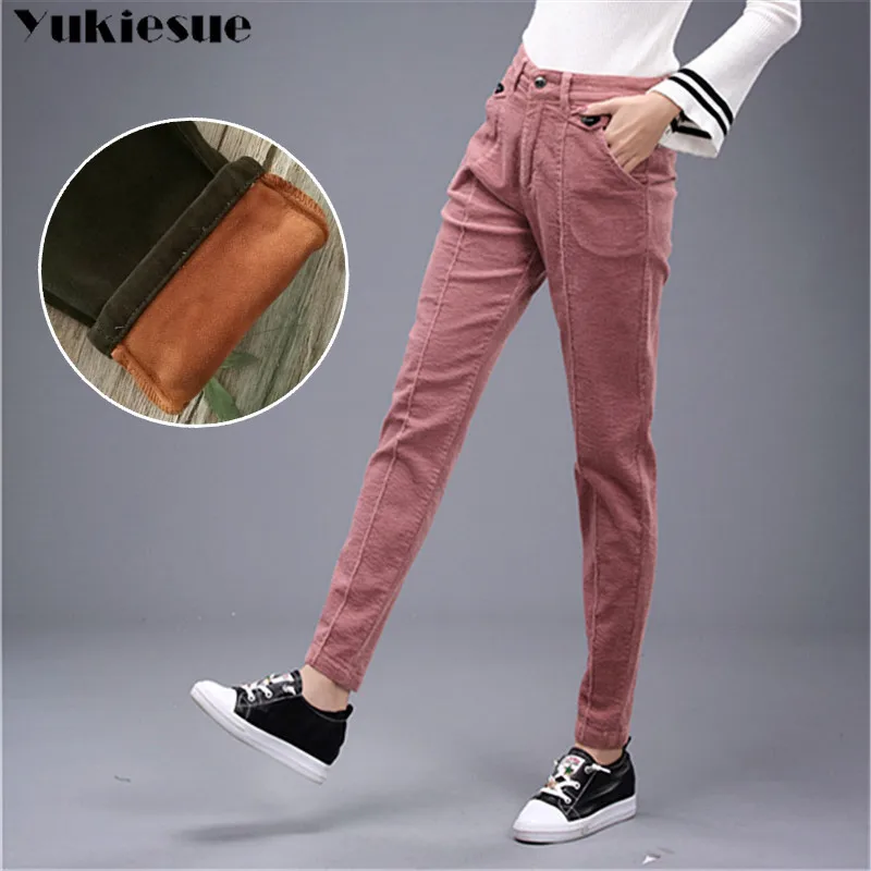 

Harem Pants Women's Trousers With High Waist Female Loose Casual Corduroy Pants Womens fleece Large Size Women 2018 winter warm
