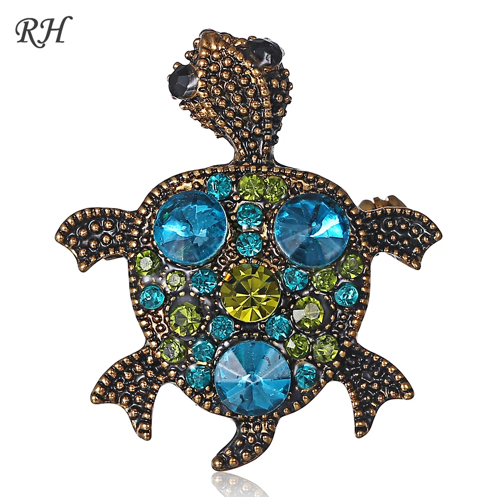 

Vintage Metal Crystal Tortoise Turtle Brooch For Women Collar Pins Corsage Decoration Animal Brooch Badges Jewelry Accessories
