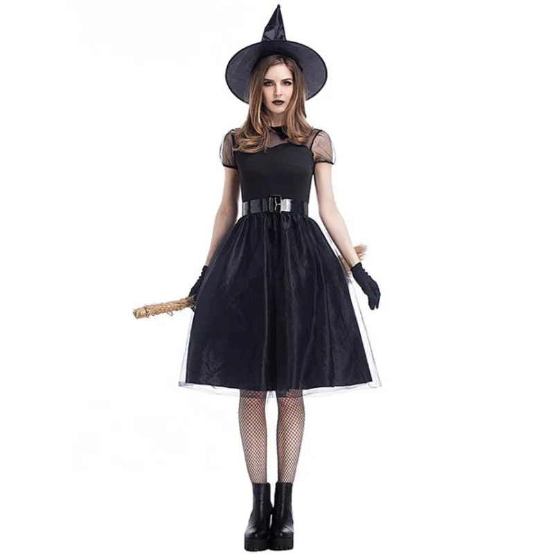 Adults Female Hallowmas Balck Veil Witch Cosplay Women Lady Stage Performance Costumes Party Decor Costume Christmas