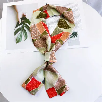 AOMU корейский летний модный длинный шарф обруч с лентой, головной шейный шарф, Элегантный женский сатиновый шарф в форме сердца - Цвет: 13