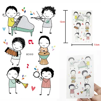 

Music Pattern Children Cartoon Temporary Tattoos Sticker Fashion Summer Style Waterproof Removable Tattoo for Girls Kids Boys