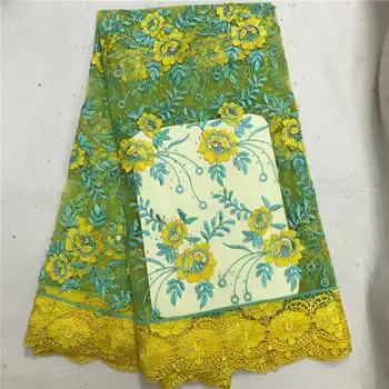 

heavy with many rhinestones&beads african guipure lace net fabric 5 yards jacquard embroidery beaded lace fabric for dress 2018