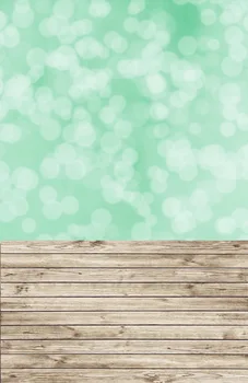 

5x10ft light green bokeh and wooden floor photography newborn backdropD-8048