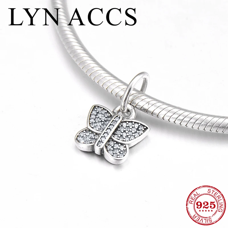 

Flying butterfly shape Sterling Silver 925 Pendant clear CZ fine Beads Fit Original Pandora Charm Bracelet DIY Jewelry making
