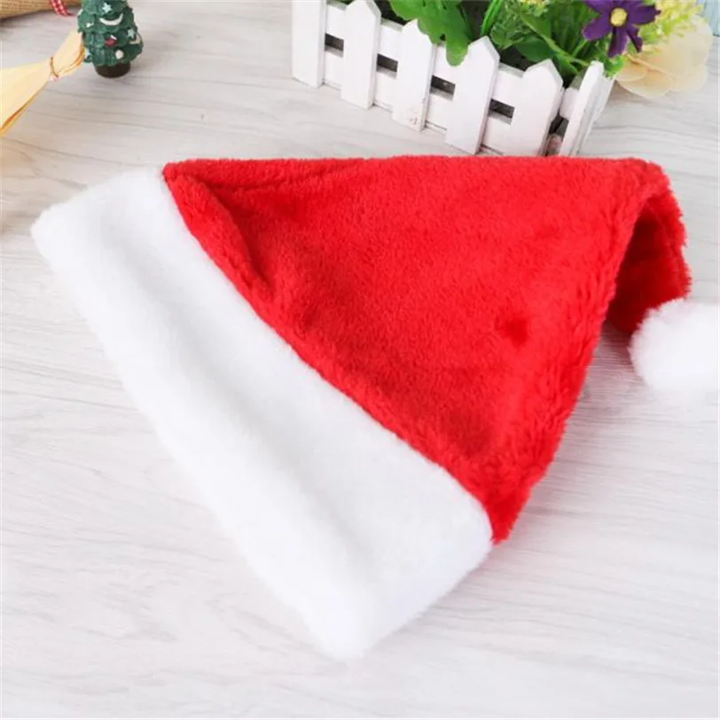 Рождественская шляпа Санта-Клауса, красная и белая шапка для костюма Санта-Клауса, новая бархатная шляпа, Праздничные рождественские украшения для дома