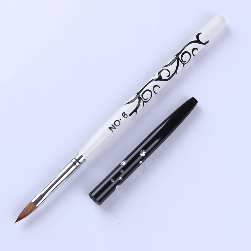 

1Pc Nail Brush Sable Hair Kolinsky Acryli Drawing Brush Painting Pen White Handle Nail Art Painting Manicure Tool 6#