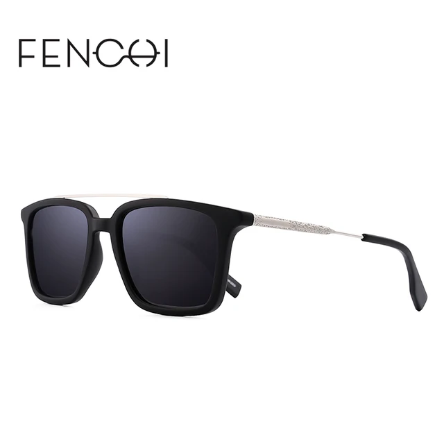 FENCHI Sunglasses Men Polarized Design Square Retro Driving Vintage Fishing Metal Sun glasses lunettes de soleil homme
