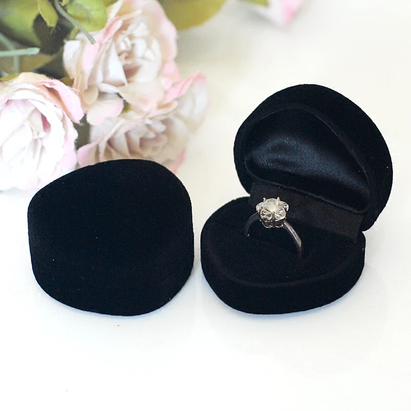 Коробка бархатная для колец в форме сердца 48 шт./лот|heart shaped ring box|ring box blackdisplay |