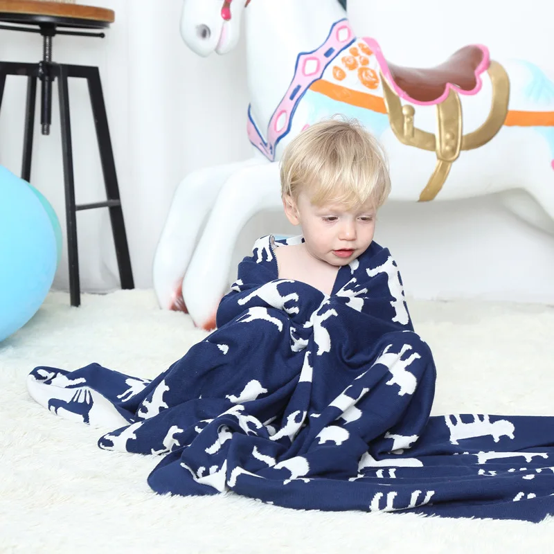 

Knit Crochet Stroller Blankets Cat Pattern Baby Cotton Swaddle Bedding Double Side Kids Soft Knitting Luxurious Carseat Cover