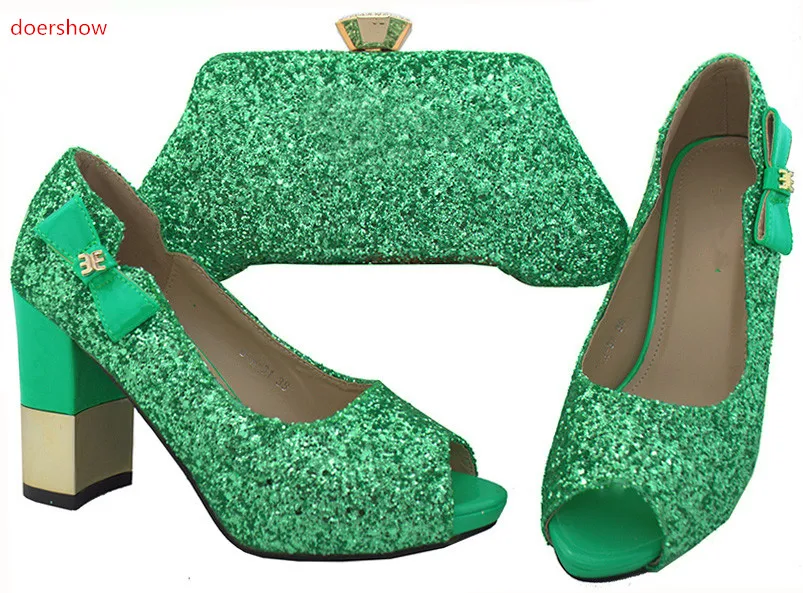 

doershow Latest African Shoes and Matching Bags Italian Shoes and Bags To Match Shoes with Bag Set Decorated with stones WR1-1