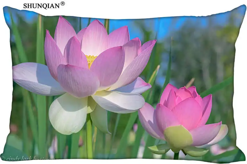 

New Lotus Flower Pillow Case Custom Wedding Pillowcase Cover Cases Gift Zippered Rectangle Pillow Case