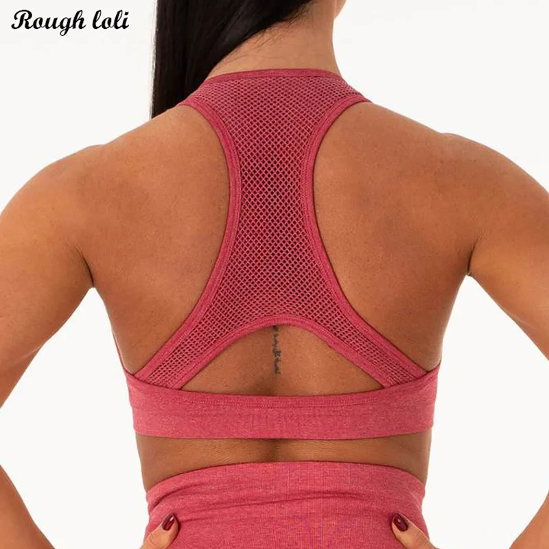 

Seamless sports bra women yoga top workout gym crop top push up gym bra high impact padded yoga bras racer back active wear