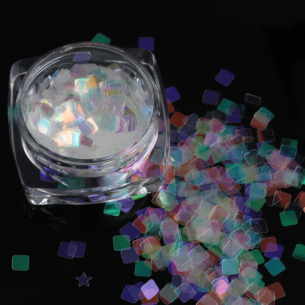 

1 Box AB Mix Star Moon Heart Round Symphony Nail Glitter Colorful Flakes Sequins Pigment Holographic Nail Decos Manicure Powder