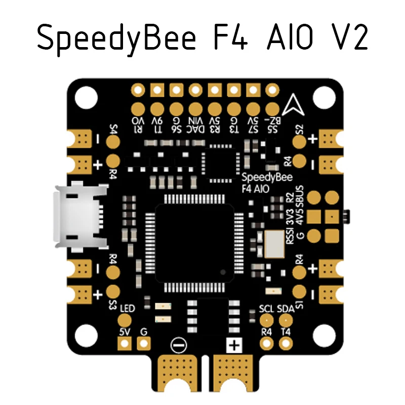 

F4 AIO V2 3-6S Flight Controller ESC BetaFlight OSD BLE Module W/ 35V 470uf LC Filter 4*UART UART2 RSSI I2C Buzzer For FPV Drone