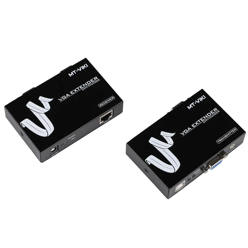 MT-Viki VGA Extender 100M VGA Video Audio Extender Repeater over UTP by 1 RJ45 CAT5e / 6LAN Cable MT-100T