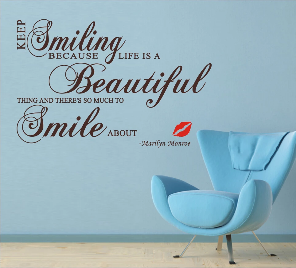 line Shop Free Shipping Keep Smiling Because Life Is A Beautiful Thing Romantic Warmly Quotes Living Room Wall Decal Stickers home decor