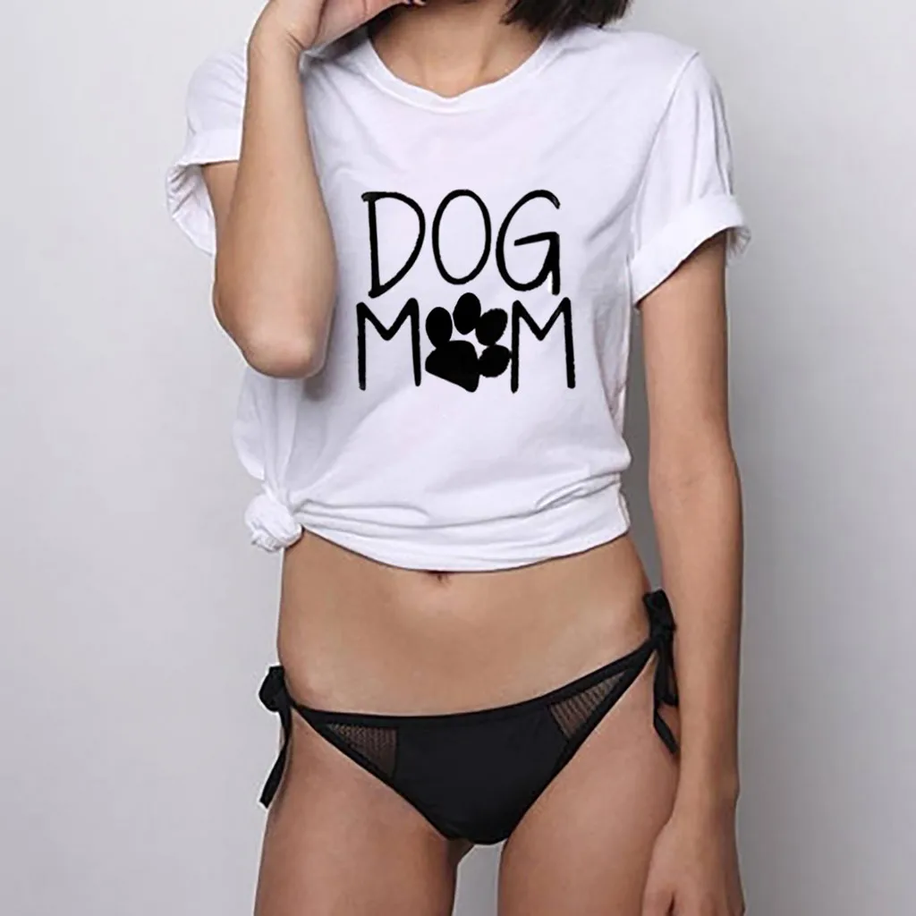 CHAMSGEND/футболка с принтом собаки и мамы; женские футболки; повседневные Забавные футболки для женщин и девочек; топ; хипстер; женские свободные топы с круглым вырезом; 3. Jan3