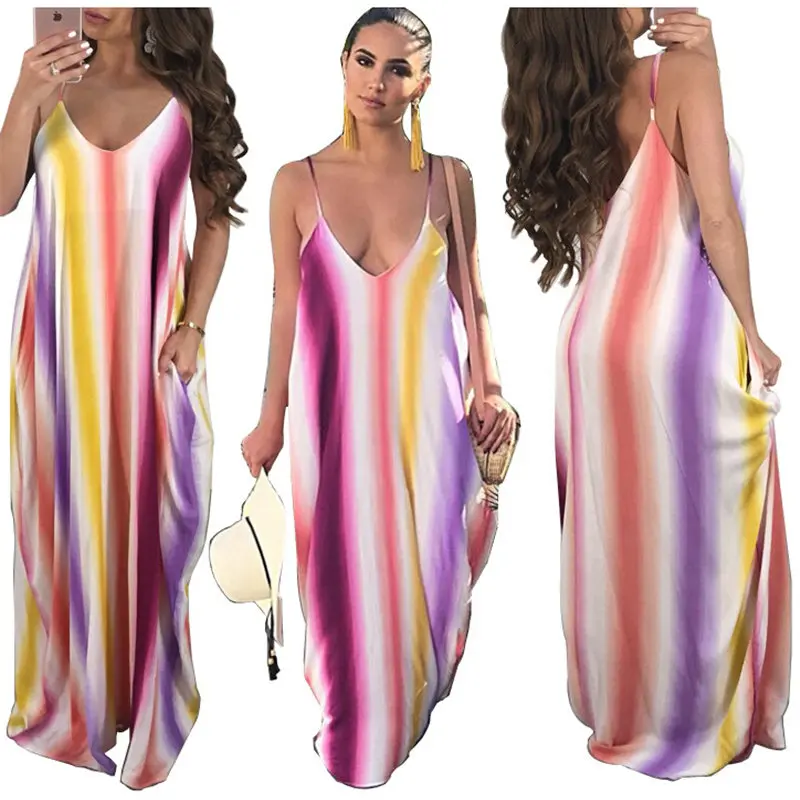 2018 New Summer Women Beach Dress Sexy Sling Beach Wear Dress Plus Size ...