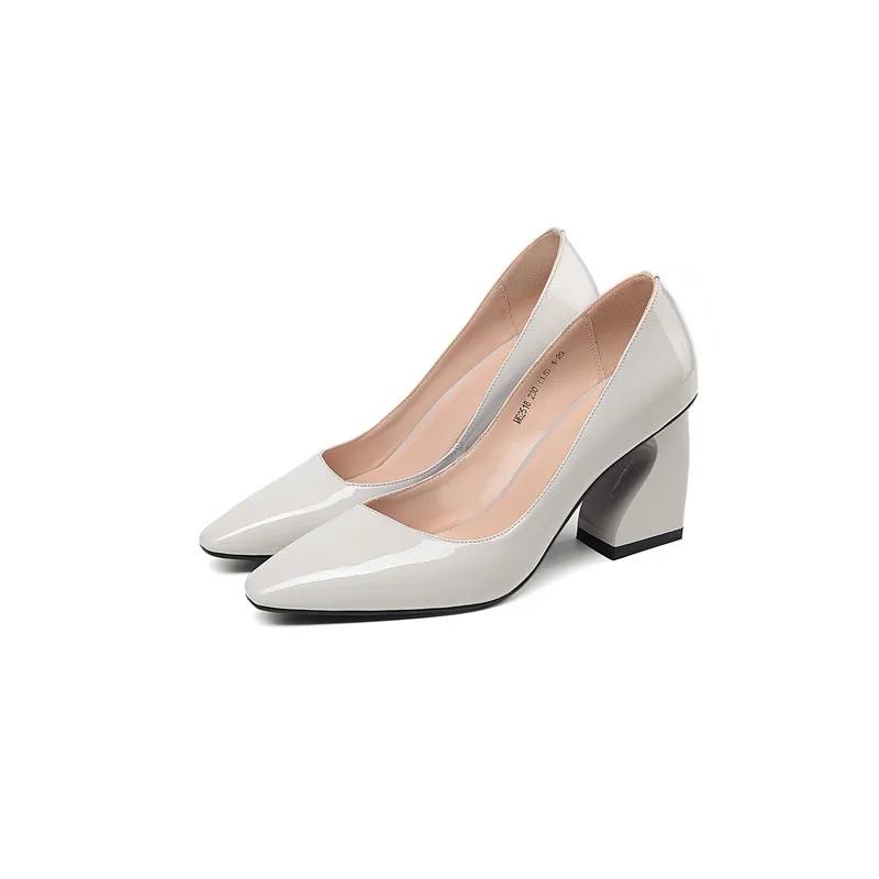 Женские туфли лодочки с острым носком fanyuan черные из натуральной кожи на высоком