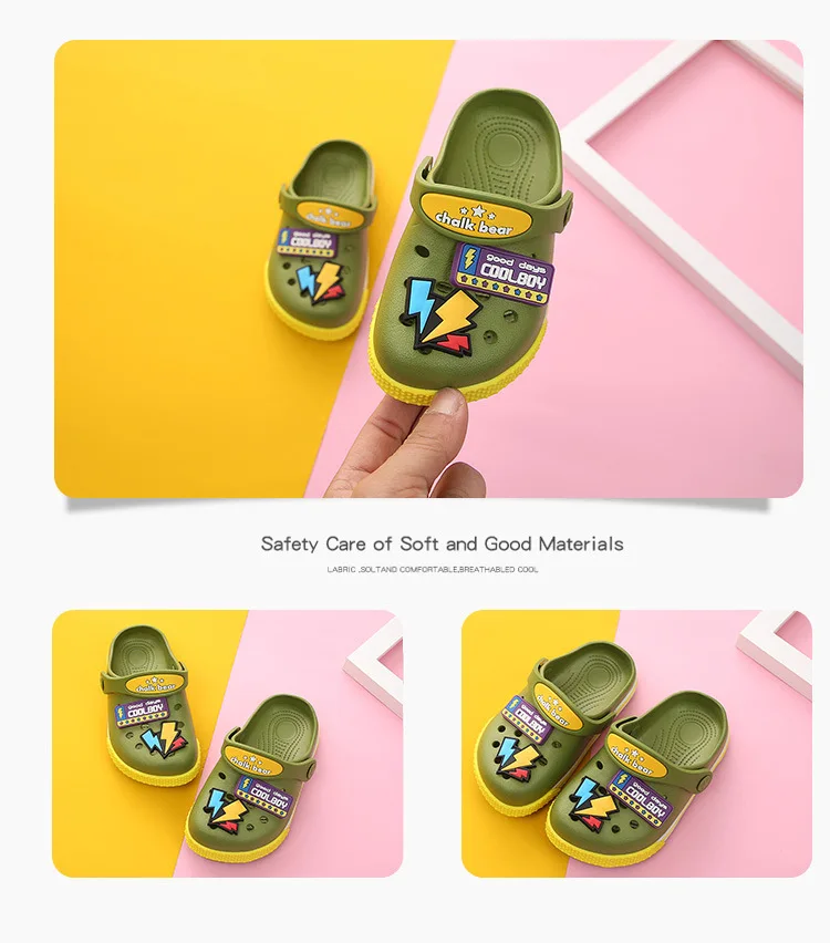 Летняя детская обувь с рисунком для мальчиков и девочек; модные тапки для дома помещений; сандалии для детей; пляжные вьетнамки
