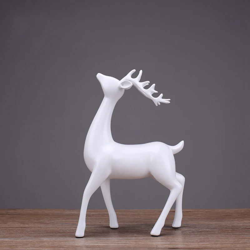  1 Set Black and white Deer statue Sculptures Modern European Style Resin Deers Living Room Bedroom  - 32956590143