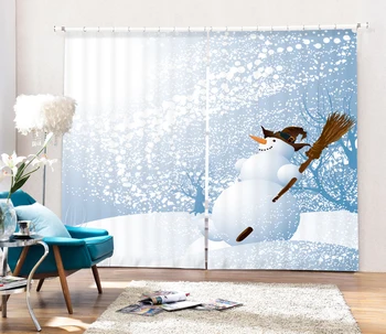 

Snowman story 3D Blackout Curtains Healthy non-pollution Digital Print Customiz Design Tablecloth Shower Curtain Bedding