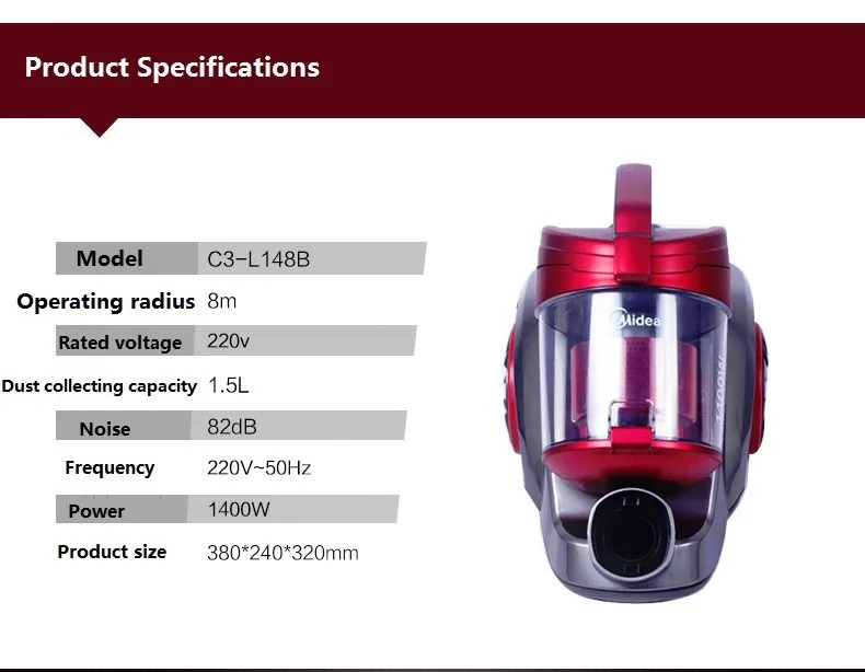 Бытовые вакуумные уборщики ультра-тихий мощный Мини Клещи C3-L148B 220V 1400W