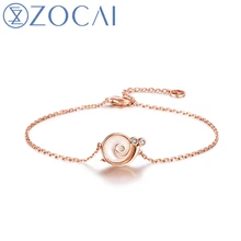 ZOCAI браслет новое поступление маленькая улитка Настоящее 0,01 CT бриллиантовый браслет 18 К розовое золото(Au750) S80072T