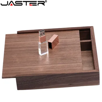 

JASTER 1PCS FREE LOGO walnut Photo Unique Album Wood usb+Box Memory stick Pendrive 8GB Photography Wedding Studio 170*170*35mm