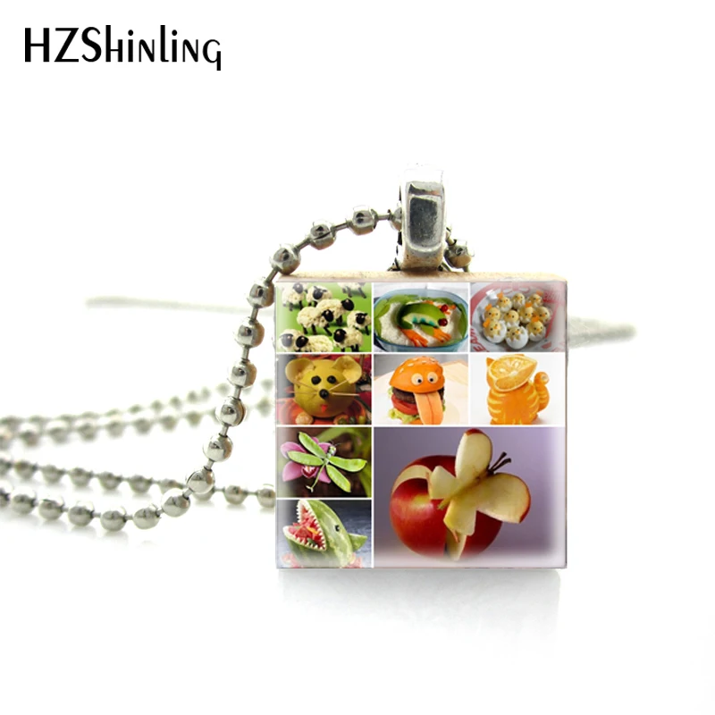 

New Arrival Scrabble Tile Necklace Food Art DIY Pictures Wooden Scrabble Tiles Hand Craft Scrabble Game Tile Ball Chain Necklace