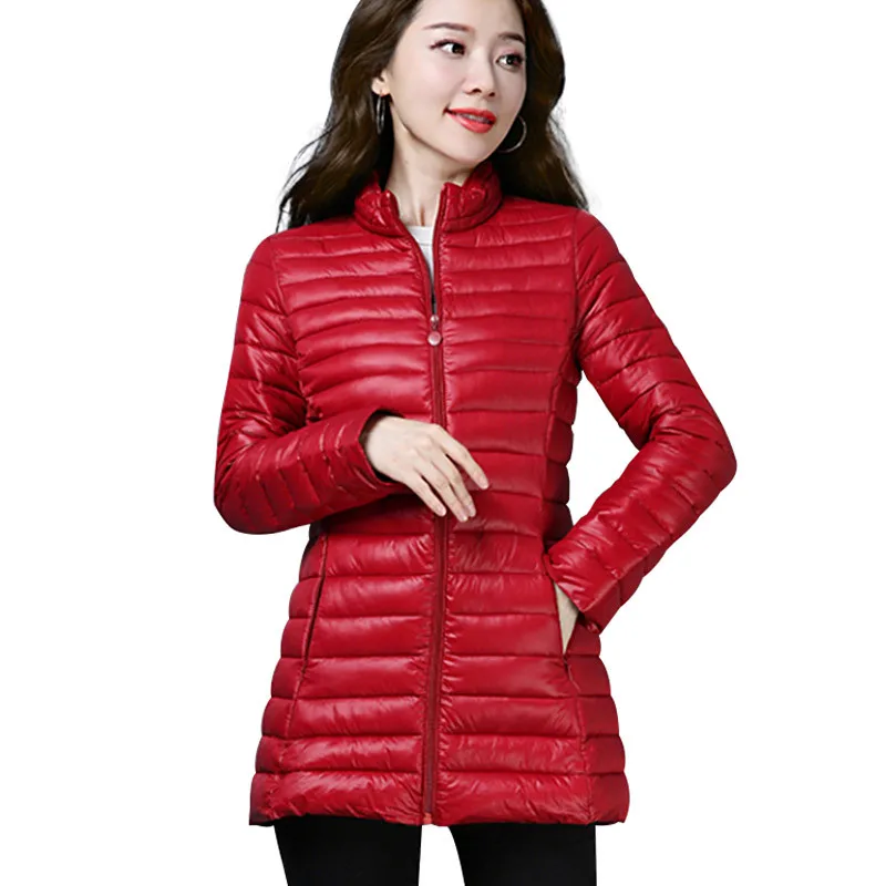 

Lightweight Cotton Coat Spring Long Solid Color Standing collar Cotton Jacket Female Korean Version Large Size Fashion Coat