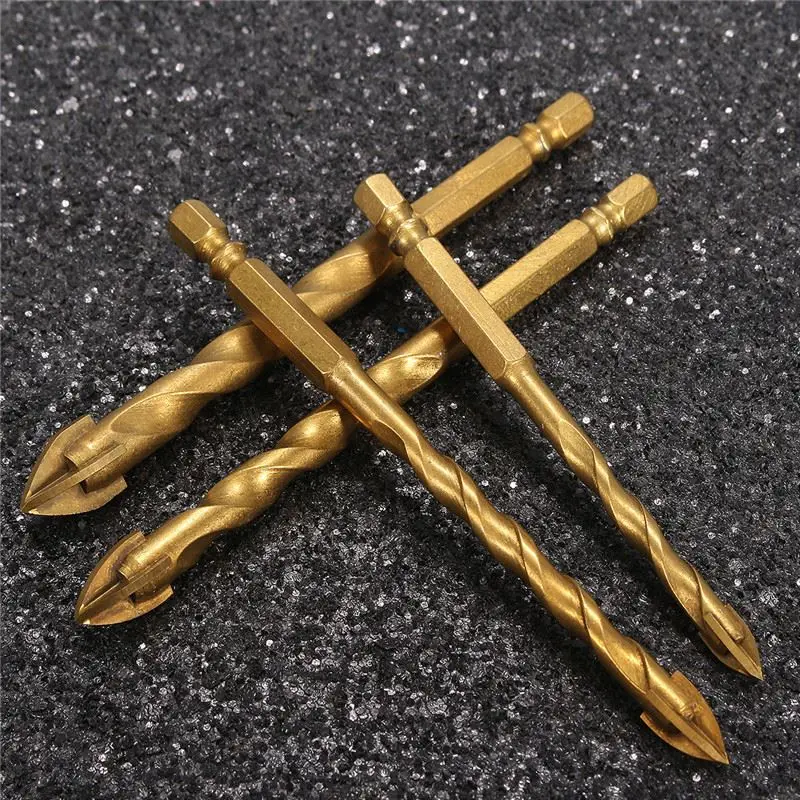 

1PC 6mm/8mm/10mm/12mm Durable Drill Bit Titanium Tungsten Carbide Tile Glass Cross Spear Head Drill Bits For Masonry Drilling
