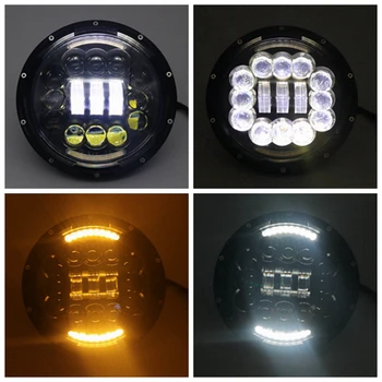 

7Inch LED Headlight White Halo Angel Eye & DRL LED Projection Headlight Kit for Jeep Wrangler JK LJ CJ Hummer H1 H2