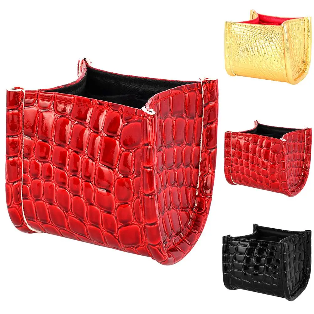 

Home Portable Fashion Crocodile Pattern Faux Leather Makeup Storage Bucket Box Case Cosmetic Brush Travel Pen Holder Makeup Tool