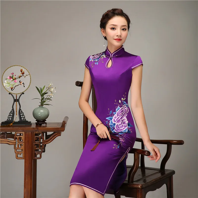 Элегантный женский сексуальный тонкий длинный Cheongsam Мандарин Воротник Vestidos ручной работы кнопка платье Ципао с разрезом Формальное деловое торжественное платье S-XXXL