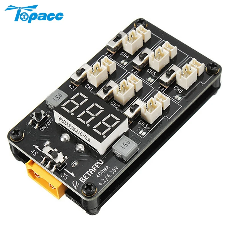 1 to 6 1S Lipo Battery Parallel Charger Board XT60 Input with Dual BEC for Eachine E010 RC Drone