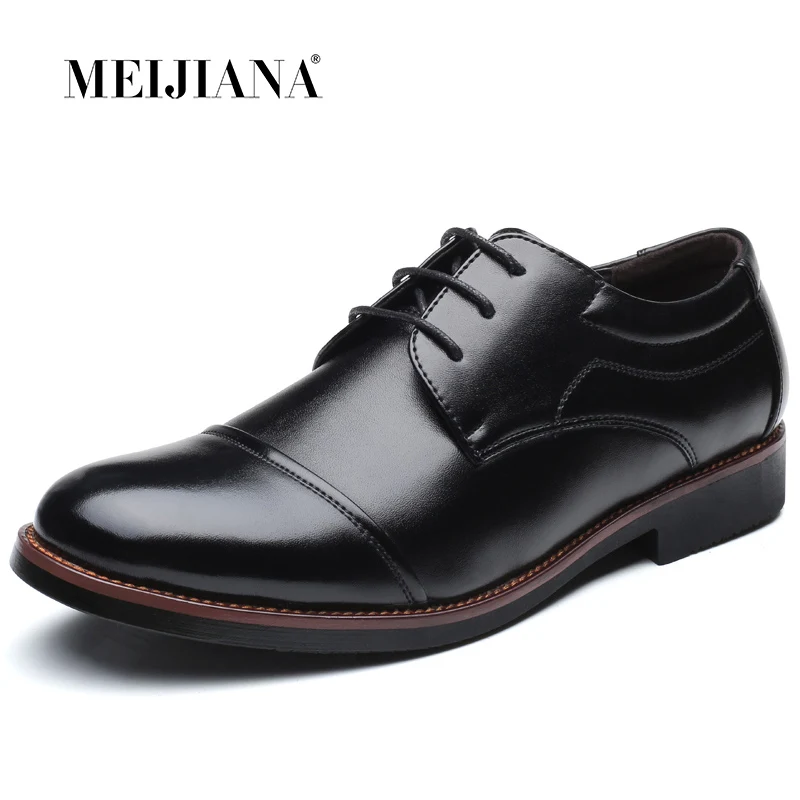 MEIJIANA Dress Shoes Leather Sneakers Shoes Oxford Shoes Black Brown Men Oxfords Formal Sapato