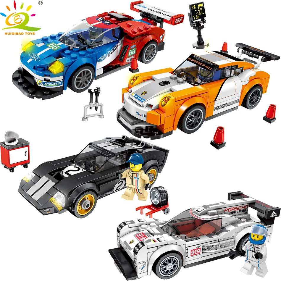

HUIQIBAO TOYS 713PCS Racing Car Game Racer figure Building Blocks for Children kit Compatible legoed City Speed Champions Bricks