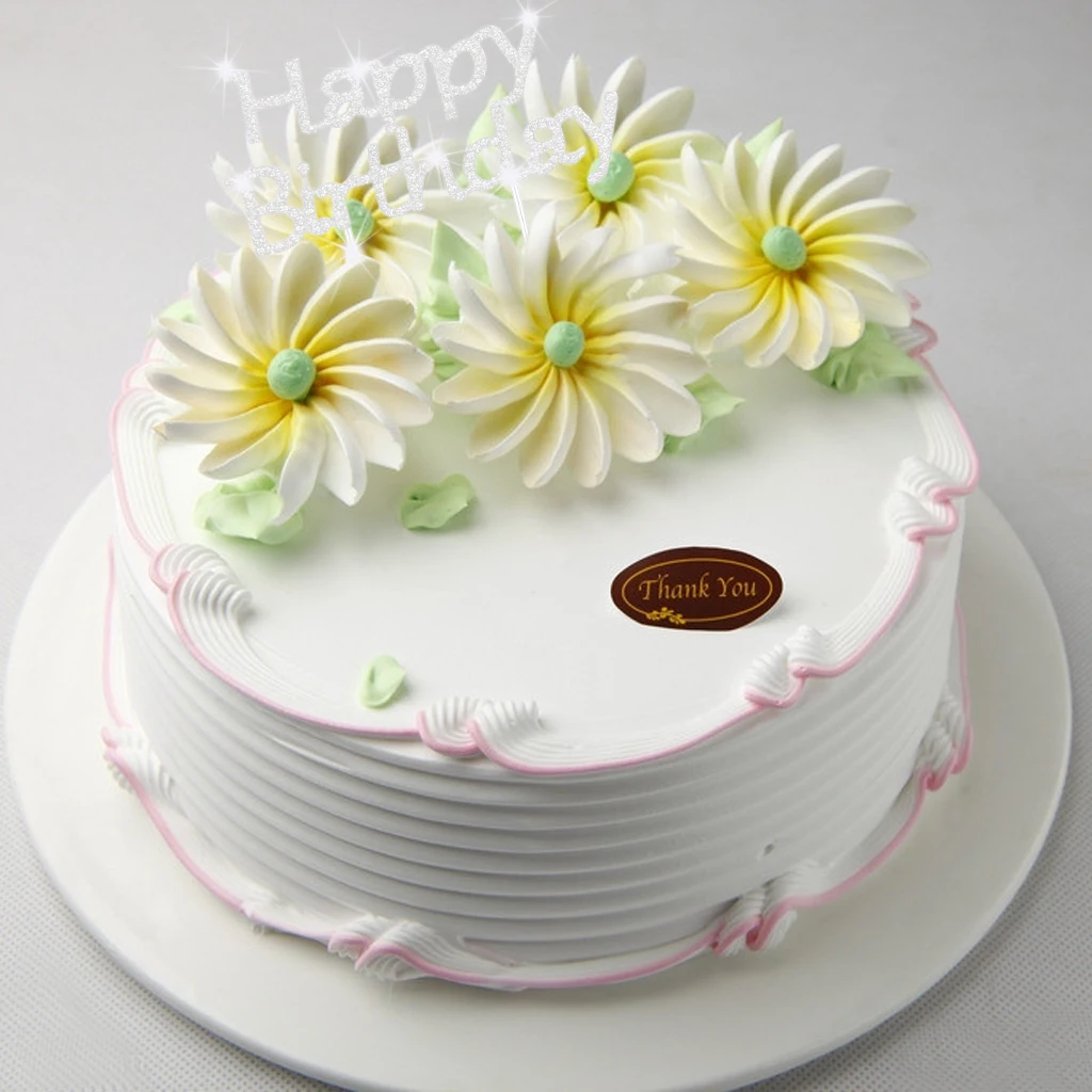 Happy Birthday Party Cake Topper Pick Sign Diamonte Crystal Rhinestone Cake Decorating Supplies for birthday party aniversary