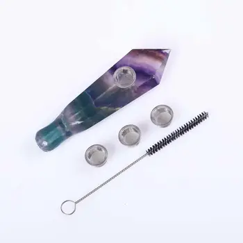 

High Quality Natural Crystal Smoking Pipes healing stones quartz crystal Rainbow Fluorite Smoking Pipes for gifts