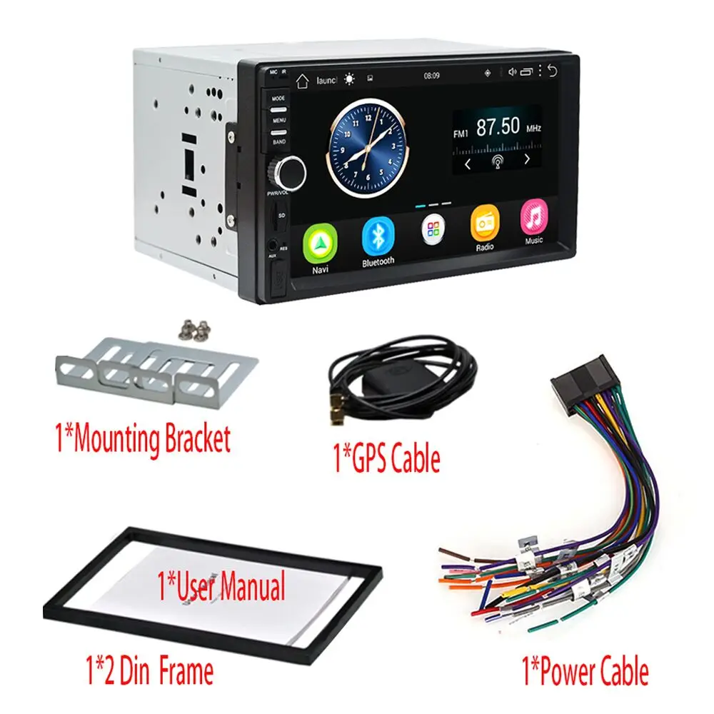 Hikity 7 ''Android coche Radio Estéreo navegación GPS 2 Din Touch USB coche reproductor Multimedia reproductor de Audio trasero cámara de vista