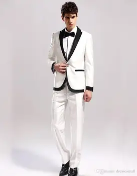 

Actual Pictures Custom Made Suits Closure Collar One Button Two Pockets Mens Evening Banquet Clothes (jacket+pants+bow Tie)