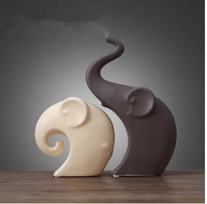 Koop Keramische olifant woondecoratie ambachten, desktop kleine ornamenten en miniatuur modellen