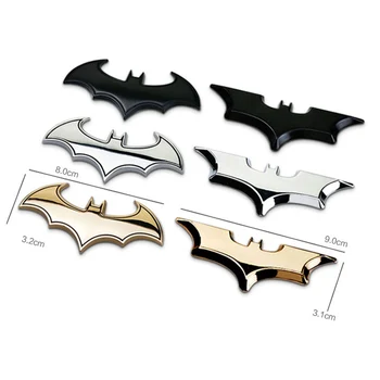 

3D Metal Bat Logo Car Stickers Decals Emblem Motorcycle Creative Sticker Black Sliver Exterior Decoration Automobiles Styling