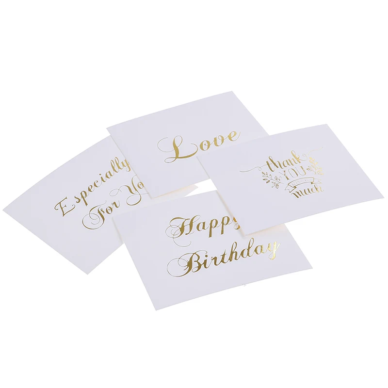 

10pcs Valentine Happy Birthday Christmas Party Wedding Invitation Letter Greeting Cards Mini Gold Embossed Thank you Card