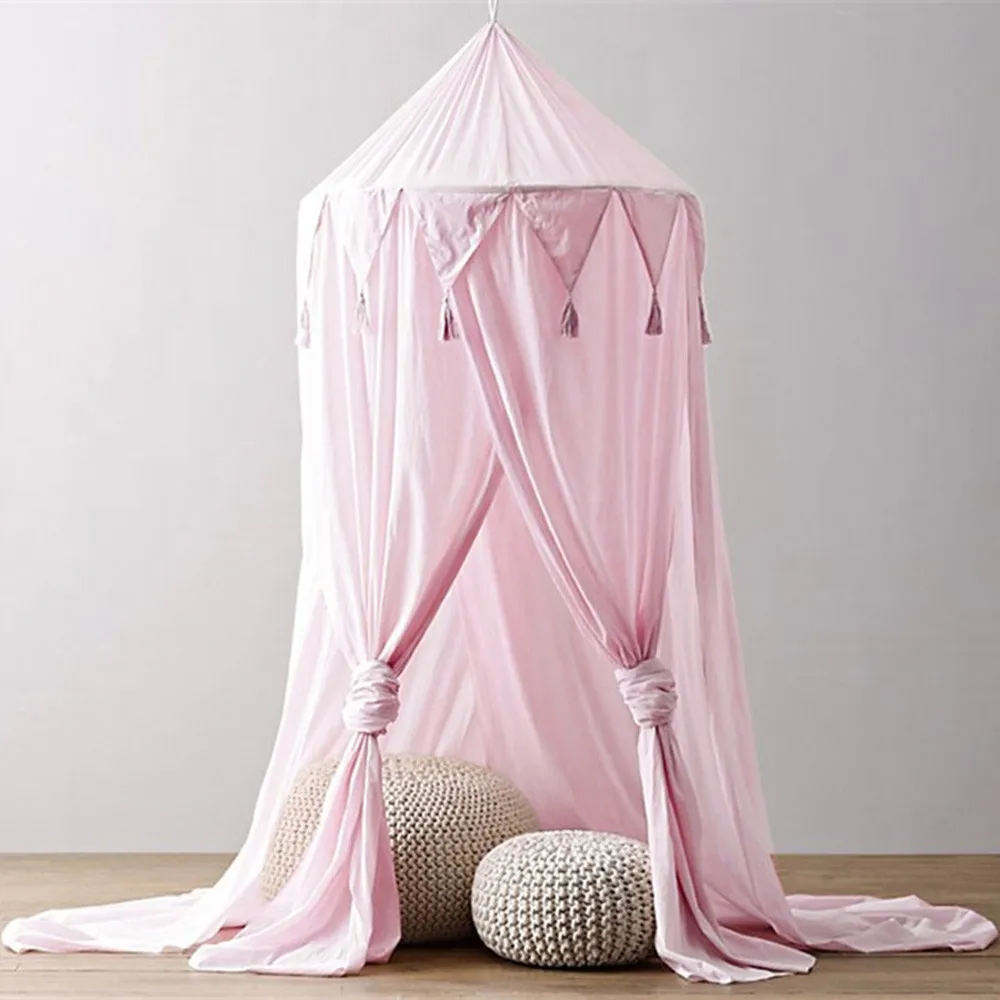 

Kid Baby Bed Canopy Bedcover Mosquito Net high quality Curtain Bedding Round Dome Tent Cotton hot B22 25