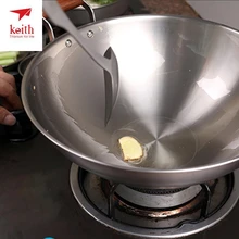 Keith титановая не покрытие Woks газовая плита с титановое покрытие 34 см двойное ухо шеф-повара сковорода вок кухонная посуда 3.5л Ti8124