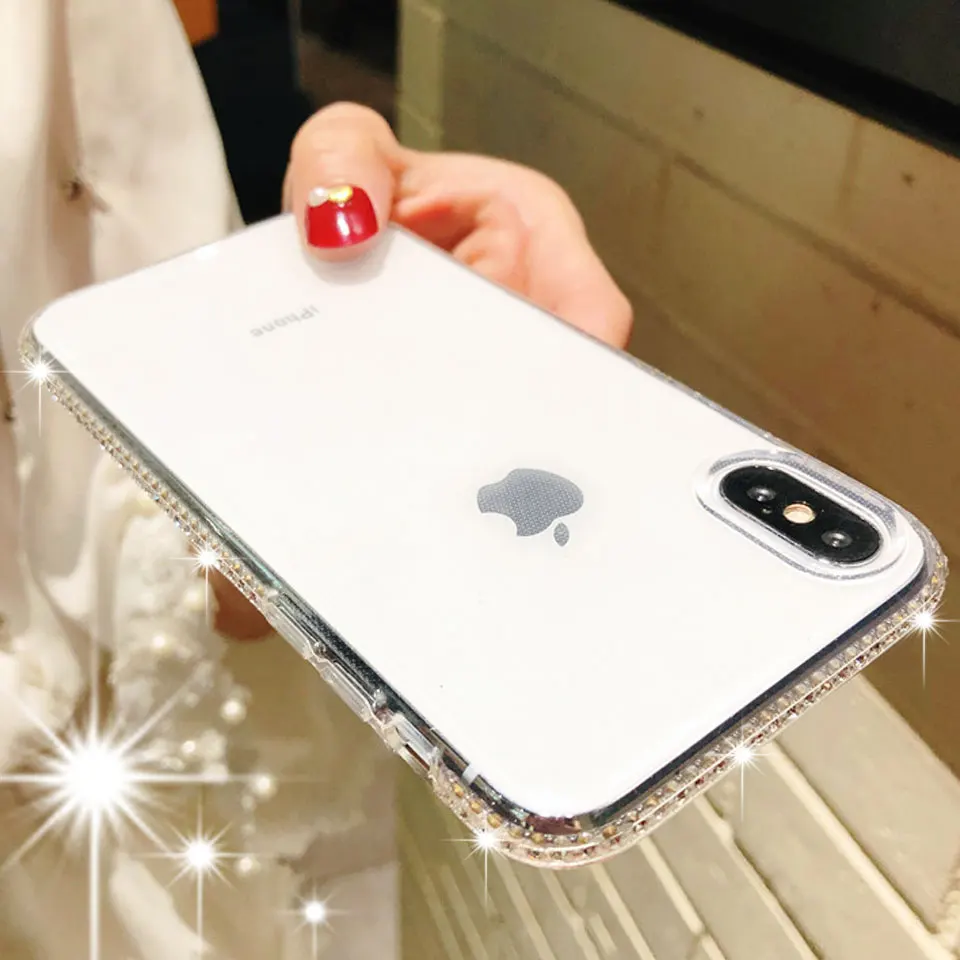Женские блестящие чехлы из ТПУ для iphone X SE 5 5S 6 6s 7 8 Plus XR XS MAX блестящий силиконовый