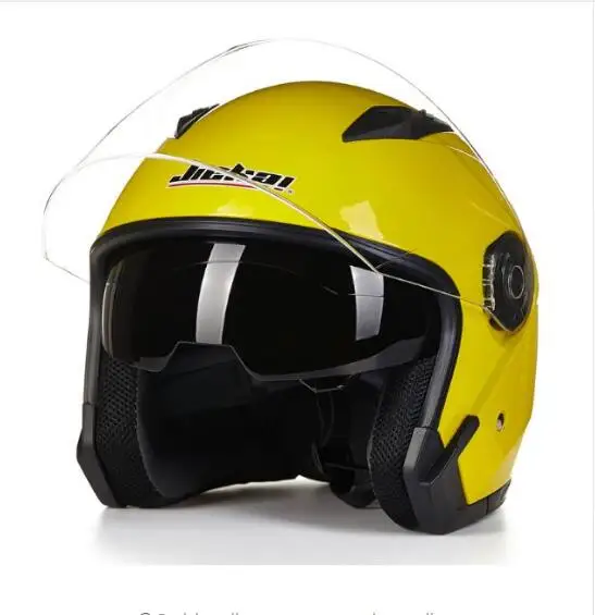 Мотоциклетный открытый шлем гоночный шлем мотоциклетный задний JIEKAI двойной объектив - Цвет: Цвет: желтый
