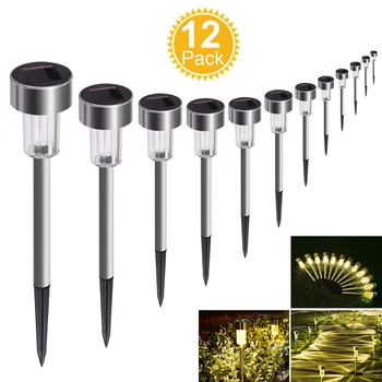 

Led Single Solar Lawn Lamp Stainless Steel Outdoor Garden Path Lawn Light Solar Bollard Light Led Solar Stick Lights White Light